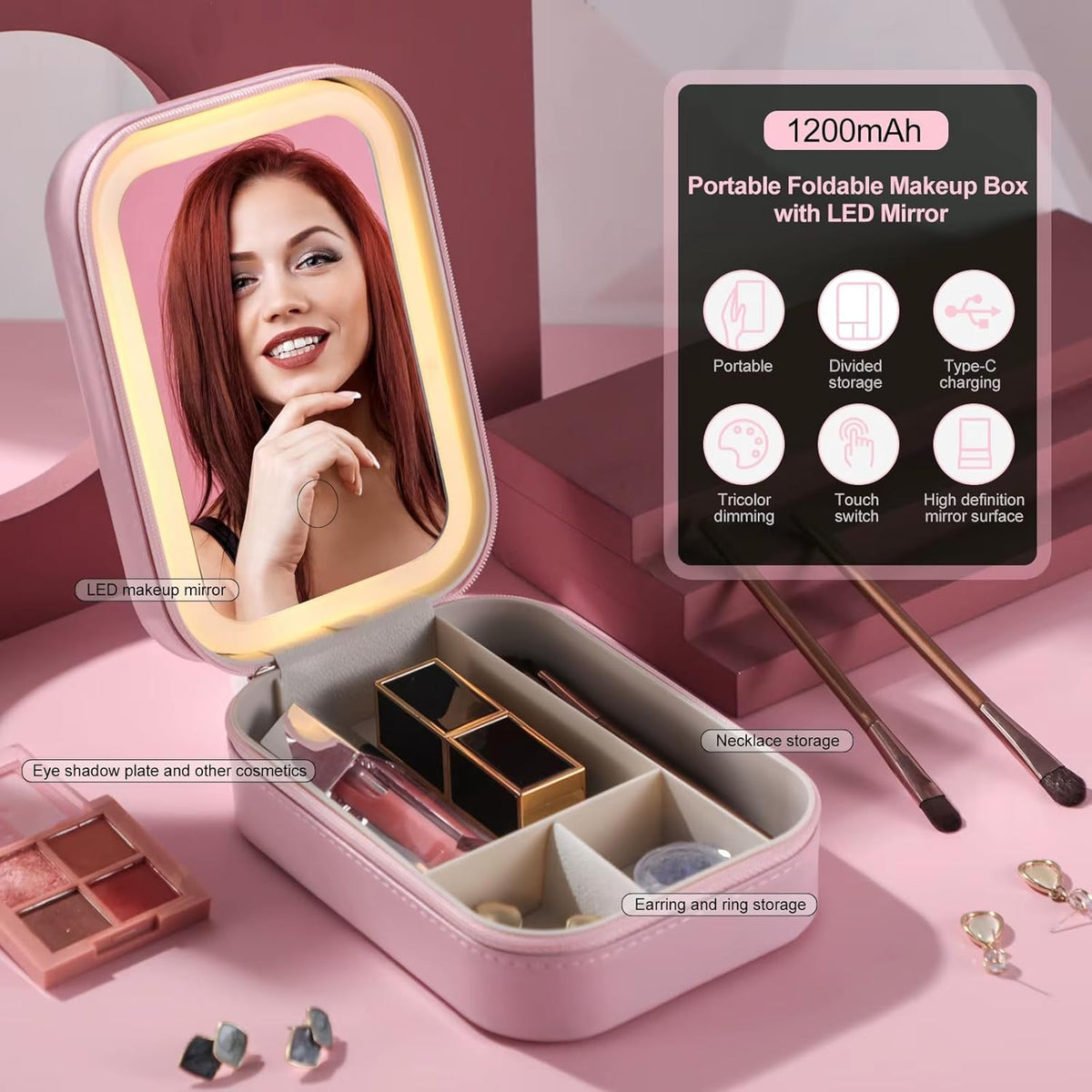 Ampexi LumiVault™️ – 3-Color LED Vanity Organizer