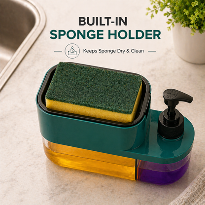 Soap Dispenser for Kitchen | 3 in 1 Soap Dispenser for Kitchen (Sponge Free) with Sponge Holder