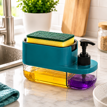 Soap Dispenser for Kitchen | 3 in 1 Soap Dispenser for Kitchen (Sponge Free) with Sponge Holder