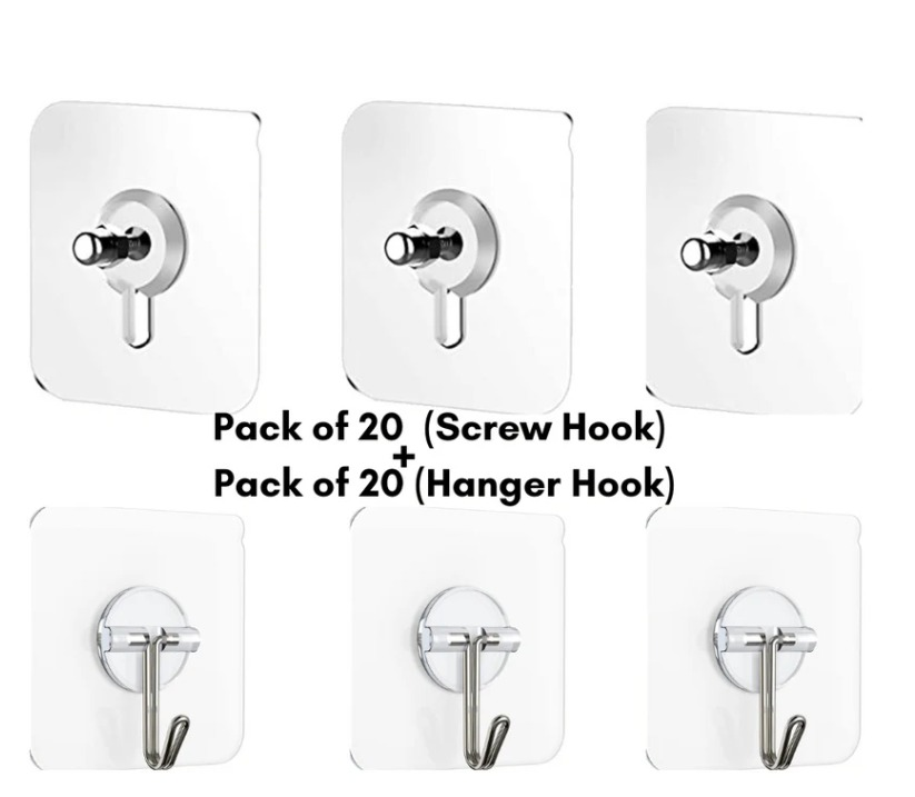 Self Adhesive Heavy Duty Hooks (40 Item)