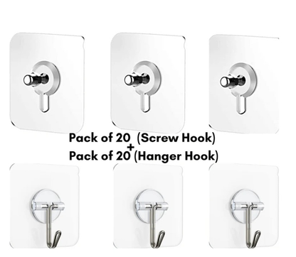 Self Adhesive Heavy Duty Hooks (40 Item)