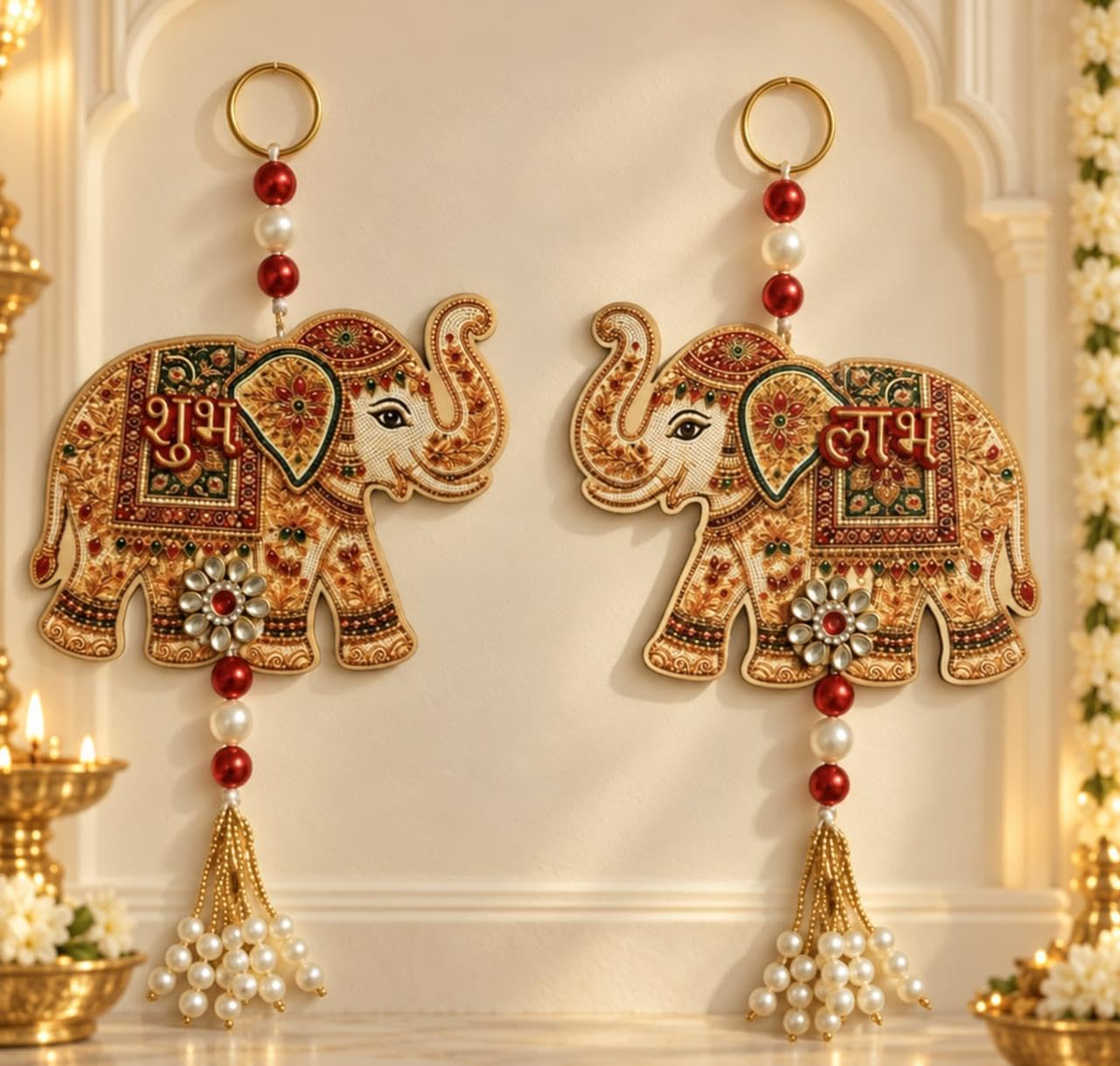 Shubh Labh Wall Hanging for Home elephant Picture