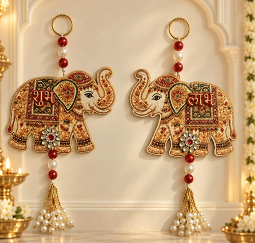 Shubh Labh Wall Hanging for Home elephant Picture